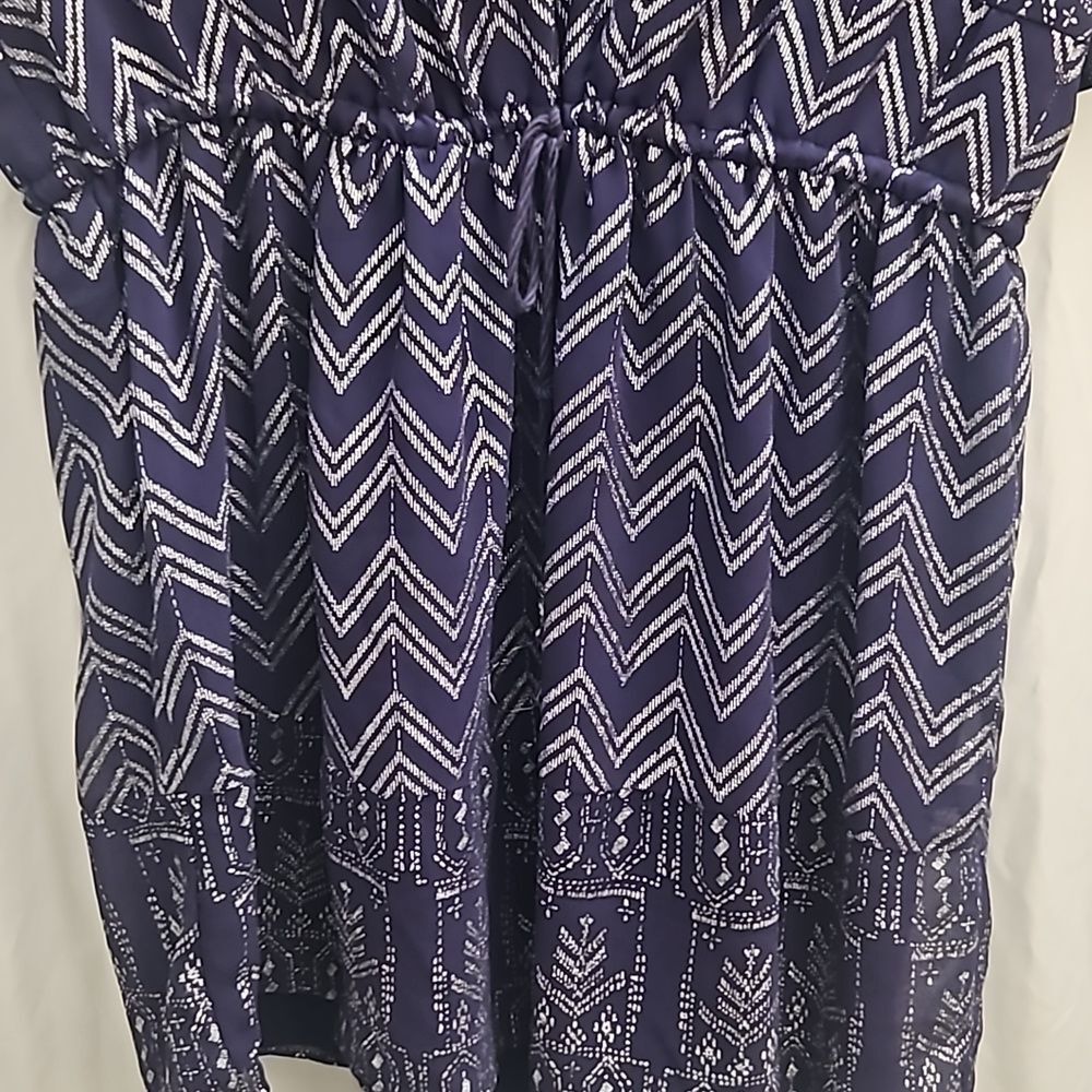 Free People Chevron V-Neck Blouson Mini Dress - Sz. Small - Picture 6 of 13